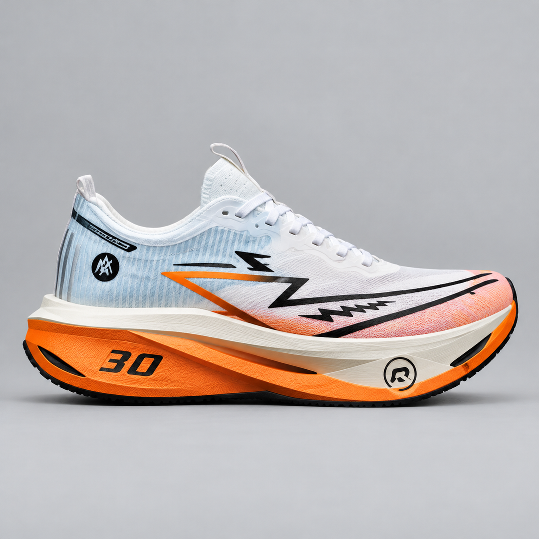CHUNTA Tempo in White / Orange, outer lateral view