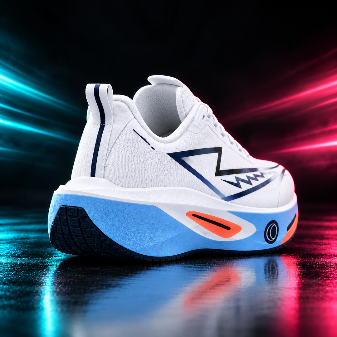 CHUNTA Vector in White / Blue, rear three-quarter campaign view