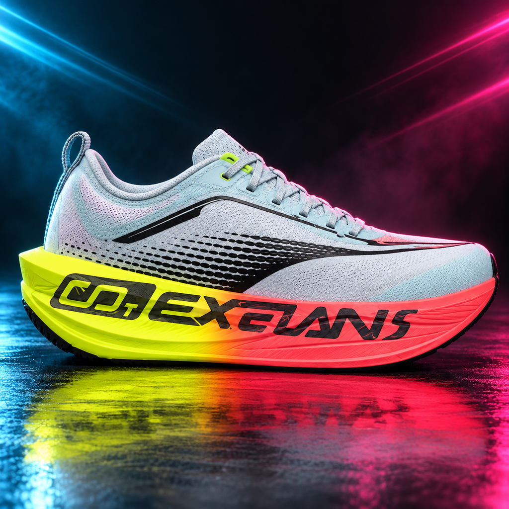 CHUNTA Momentum in Gray / Lime / Coral, outer lateral campaign view