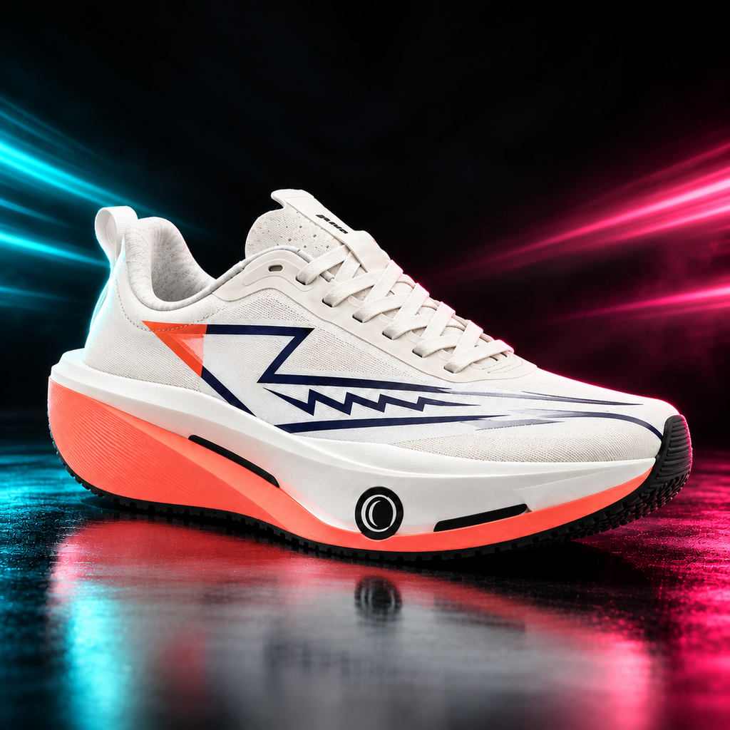 CHUNTA Vector in White / Coral, front three-quarter campaign view