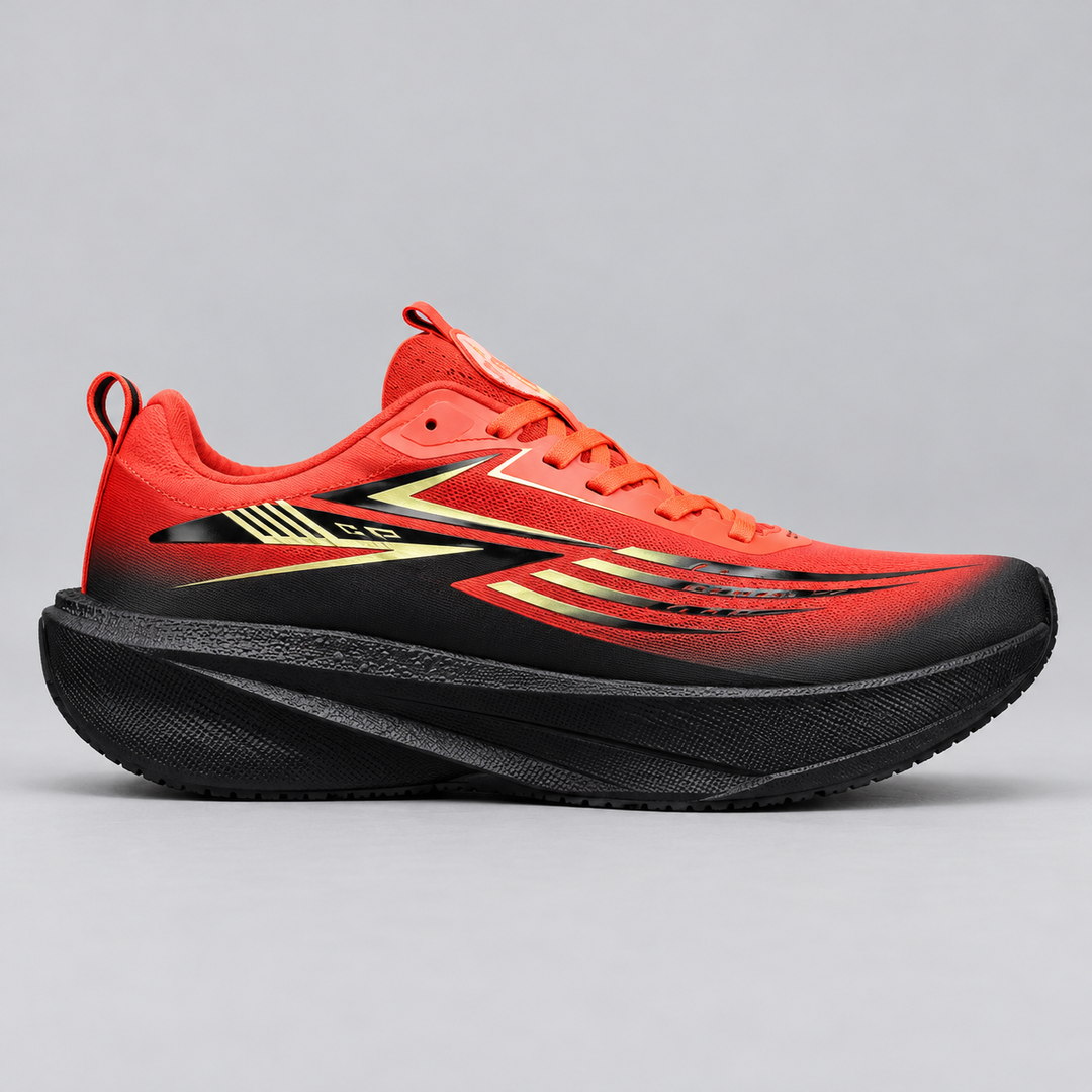 CHUNTA Surge in Black / Coral / Gold, outer lateral view