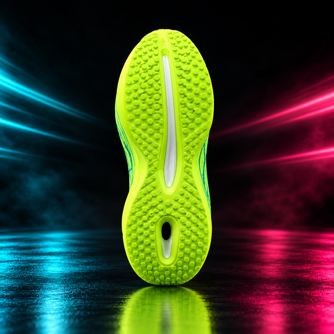 CHUNTA Flash in Lime / Blue, outsole view