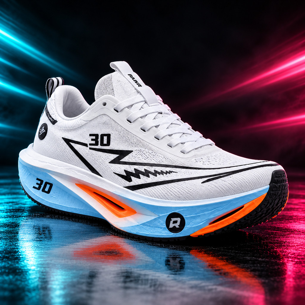 CHUNTA Tempo in White / Blue, front three-quarter campaign view