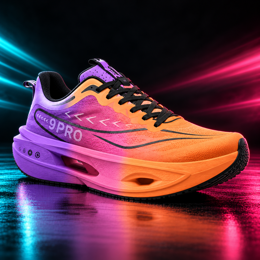 CHUNTA 9PRO in Purple / Orange, front three-quarter campaign view