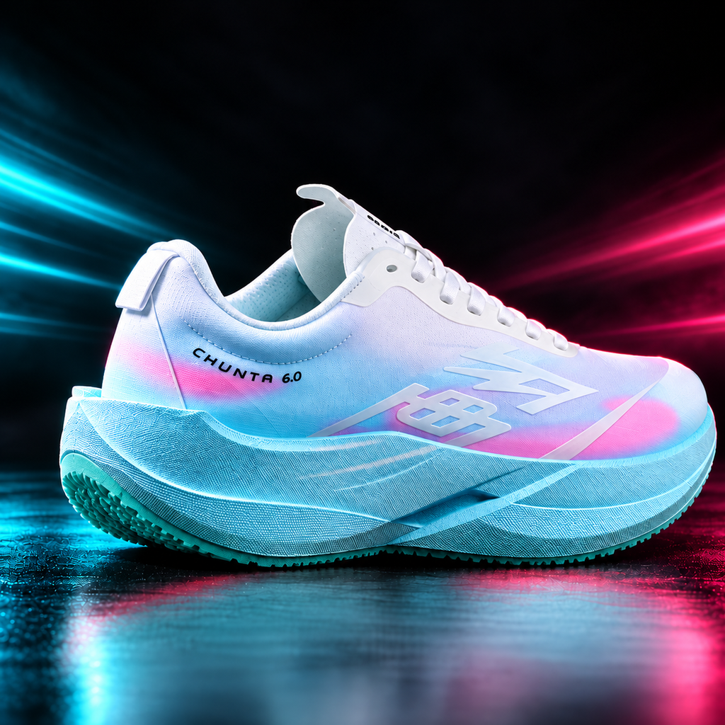 CHUNTA Circuit 6.0 in Light Blue / Lilac / Pink, rear three-quarter campaign view