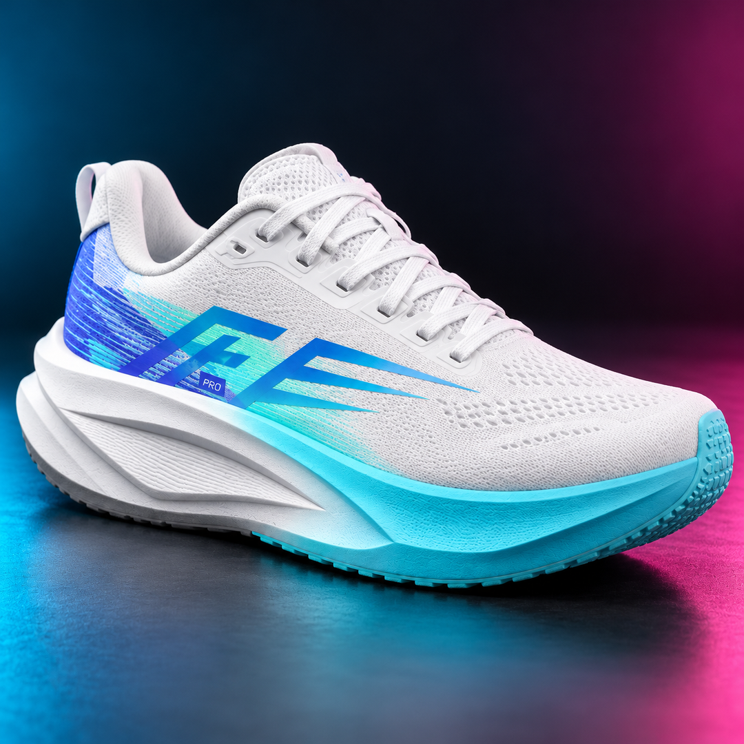CHUNTA Dash in White / Light Blue, front three-quarter campaign view
