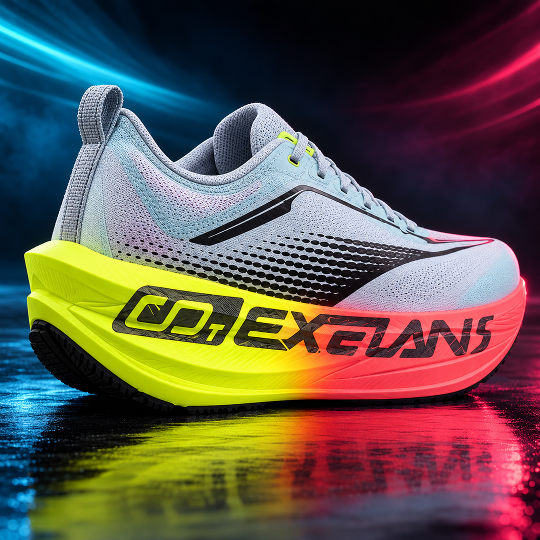 CHUNTA Momentum in Gray / Lime / Coral, rear three-quarter campaign view