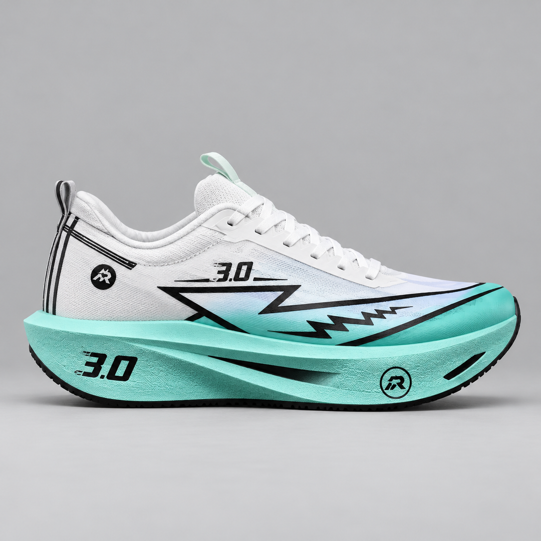 CHUNTA Tempo in White / Mint, outer lateral view