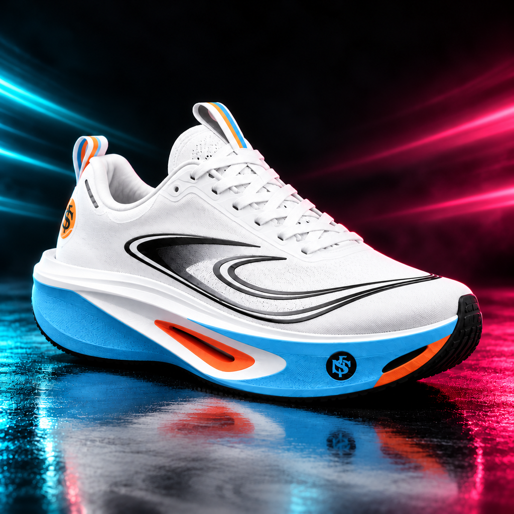 CHUNTA Orbit in White / Blue, front three-quarter campaign view