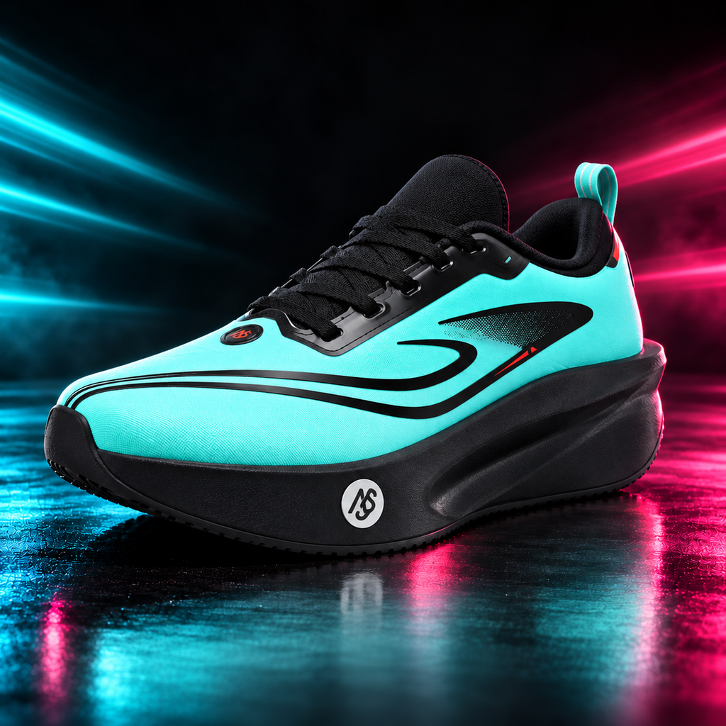 CHUNTA Orbit in Black / Mint, front three-quarter campaign view