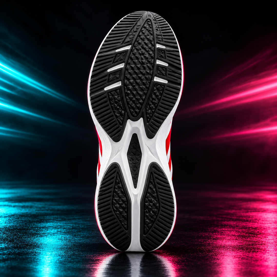 CHUNTA Apex in White / Red, outsole view