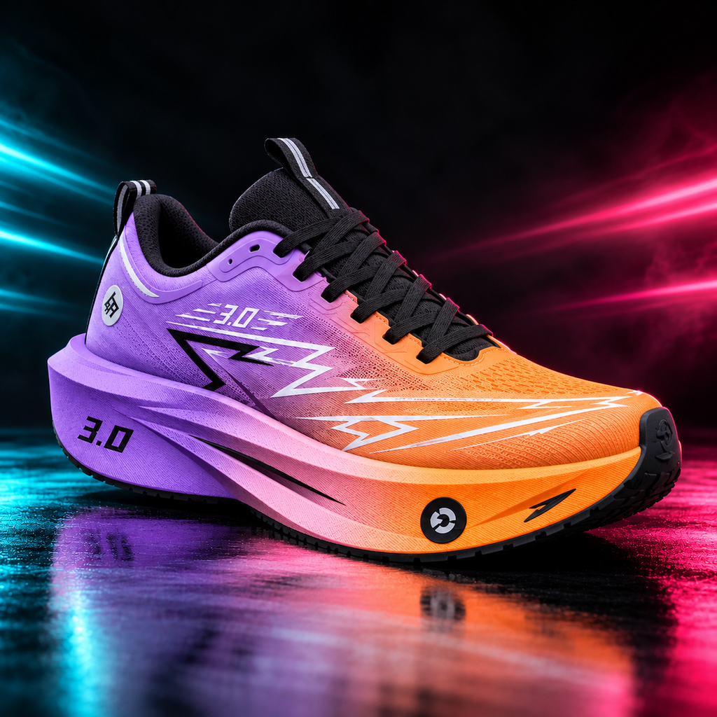CHUNTA Tempo in Purple / Orange, front three-quarter campaign view