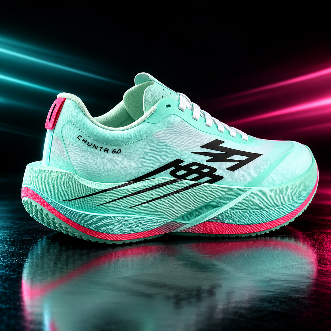 CHUNTA Circuit 6.0 in Mint / Pink, rear three-quarter campaign view