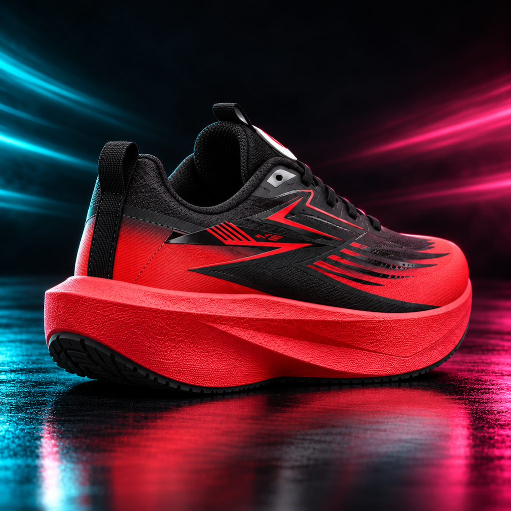 CHUNTA Surge in Black / Red, rear three-quarter campaign view