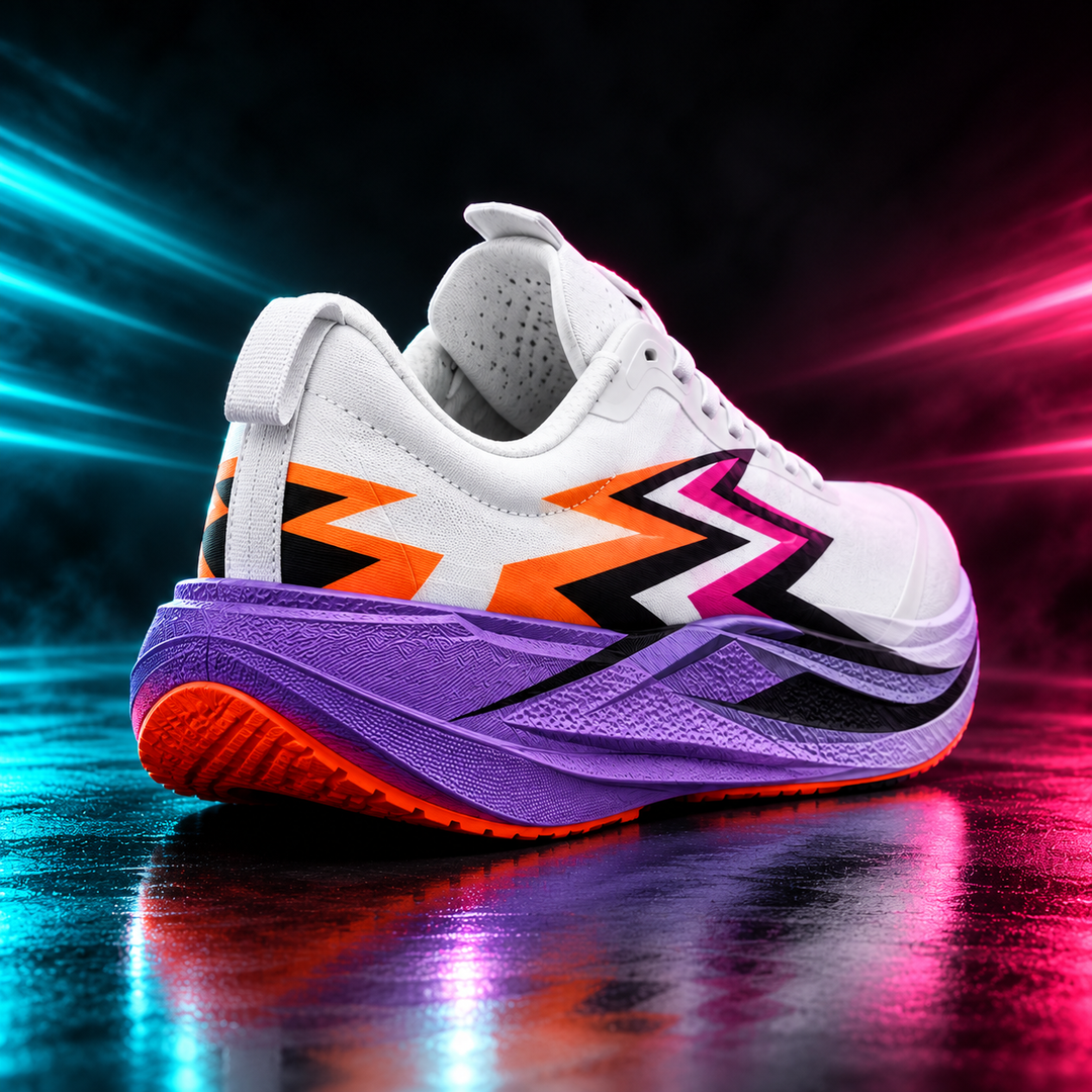CHUNTA Strike in White / Lilac / Orange, rear three-quarter campaign view