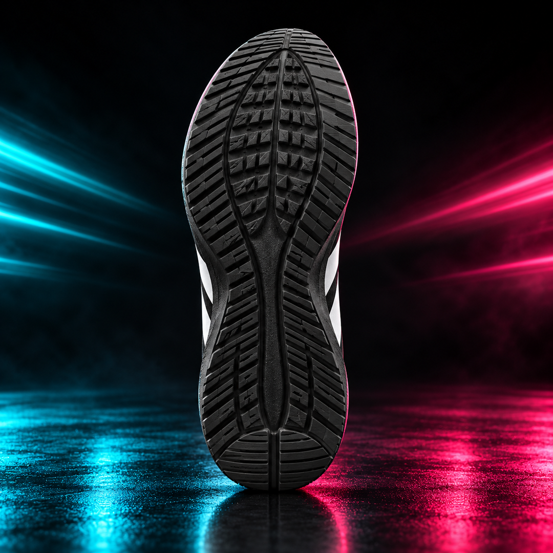 CHUNTA Apex in Black / White, outsole view