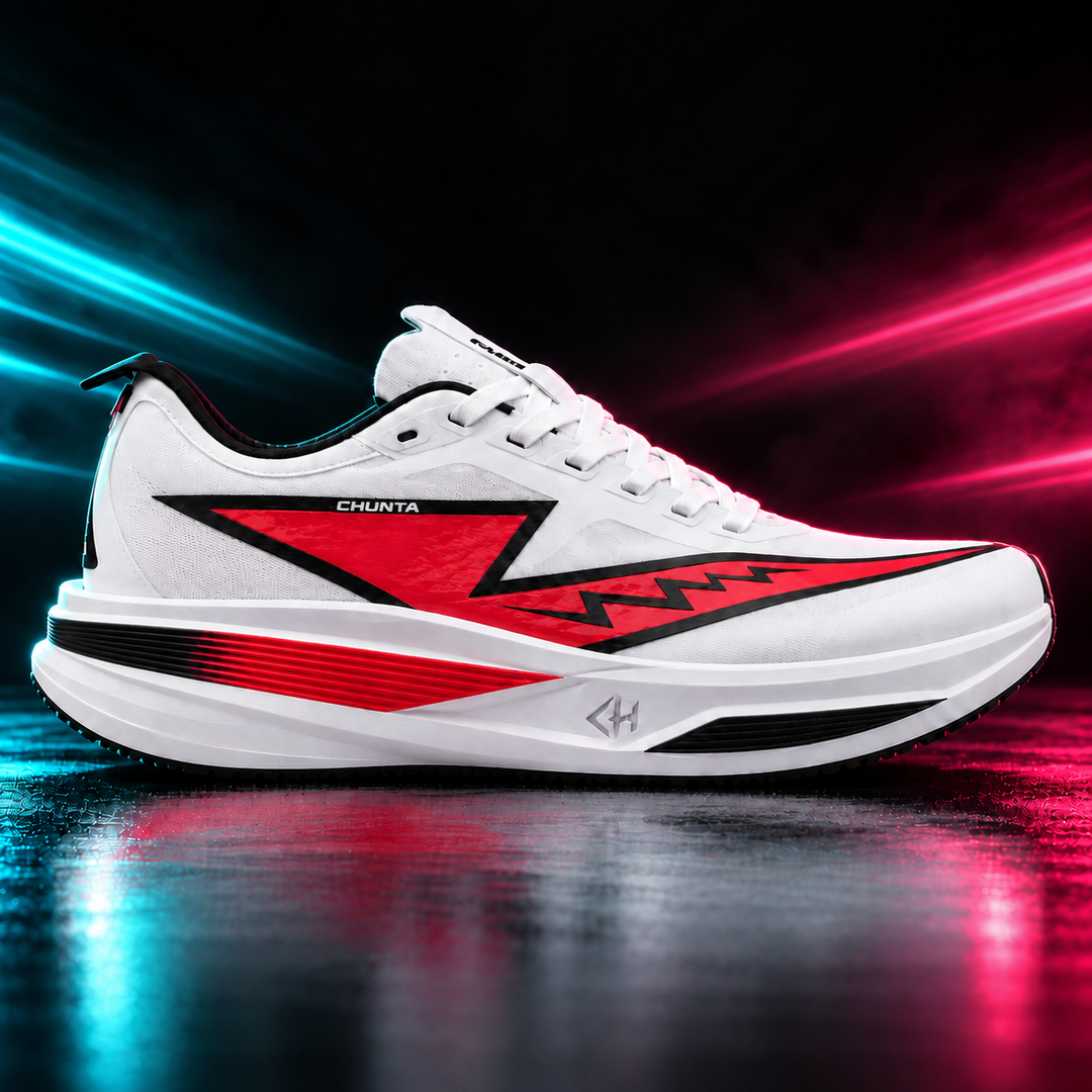 CHUNTA Pulse in White / Red, outer lateral campaign view