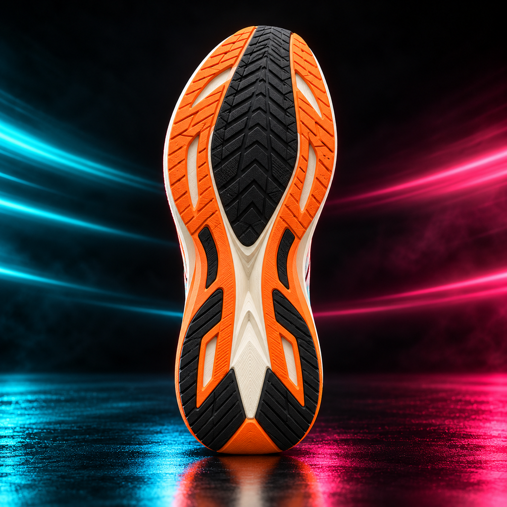 CHUNTA Tempo in White / Orange, outsole view