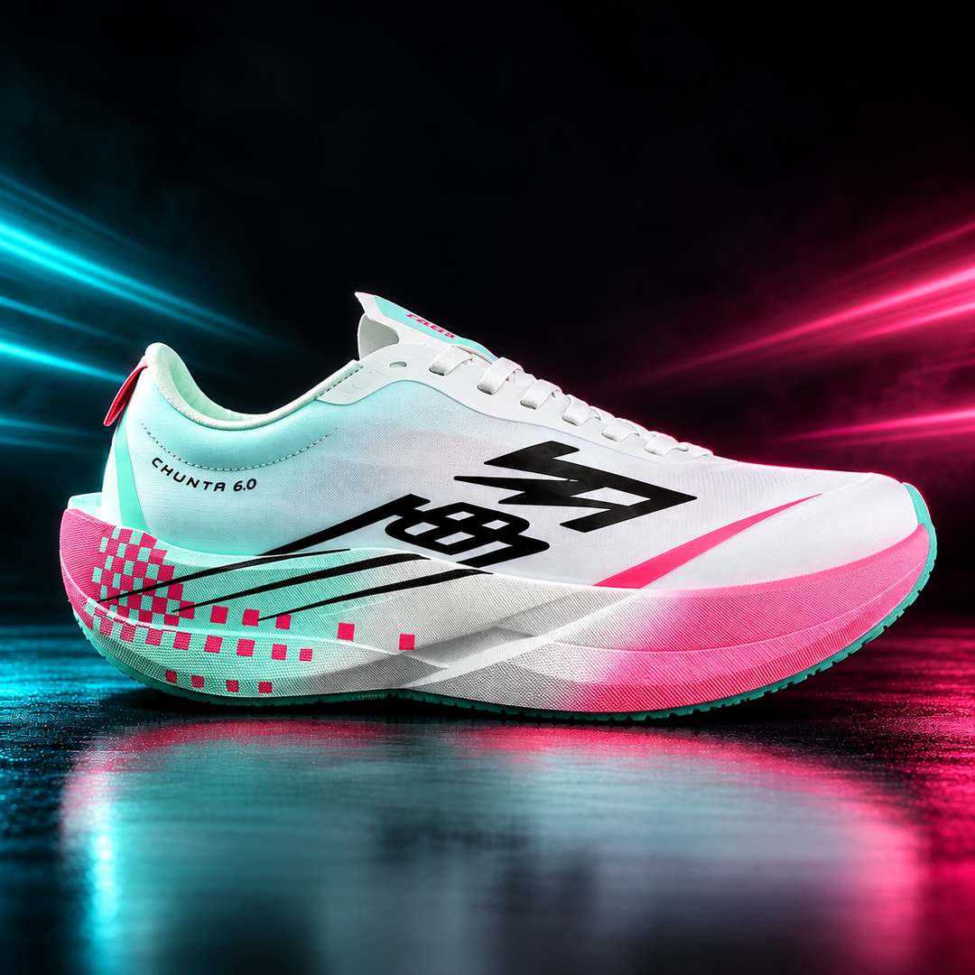 CHUNTA Circuit 6.0 in White / Mint / Pink, outer lateral campaign view