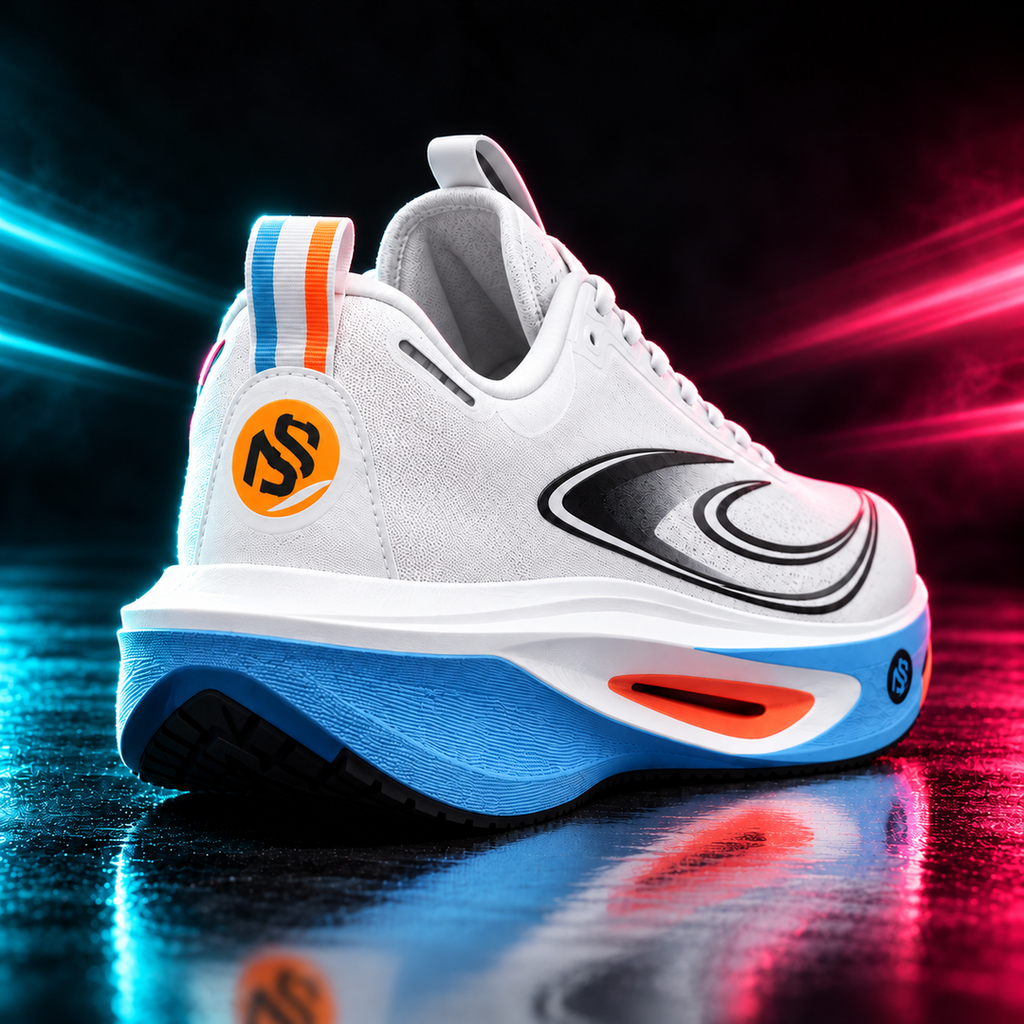 CHUNTA Orbit in White / Blue, rear three-quarter campaign view