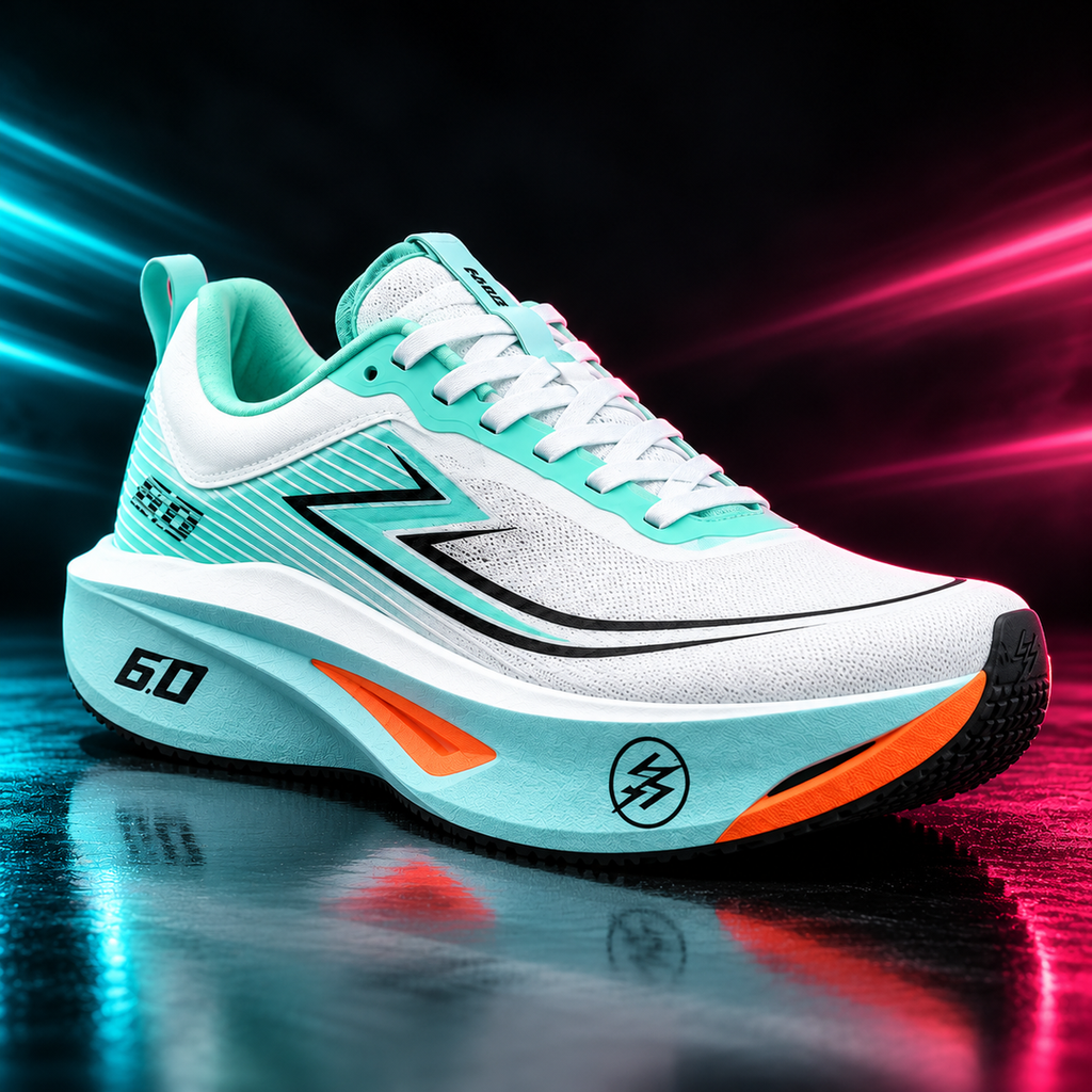 CHUNTA Arc 6.0 in White / Mint / Orange, front three-quarter campaign view