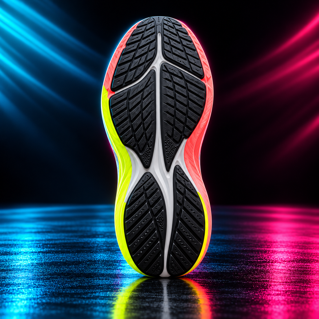 CHUNTA Momentum in Gray / Lime / Coral, outsole view