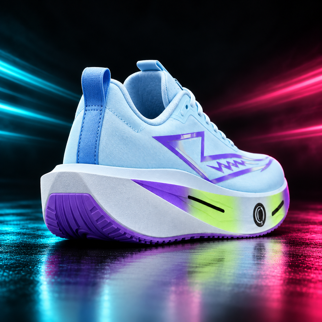 CHUNTA Vector in Light Blue / Lilac / Lime, rear three-quarter campaign view