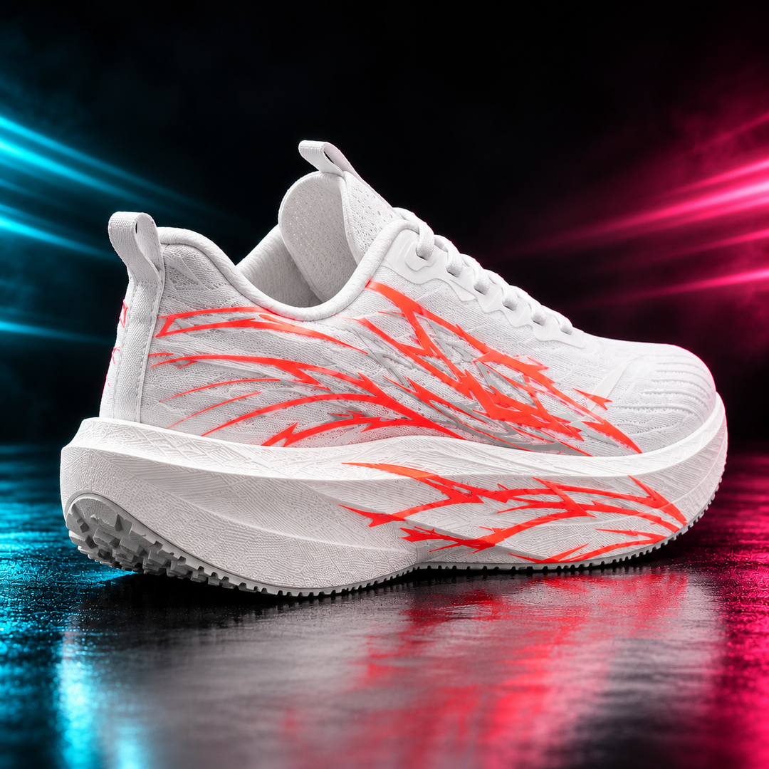 CHUNTA Flash in White / Coral, rear three-quarter campaign view