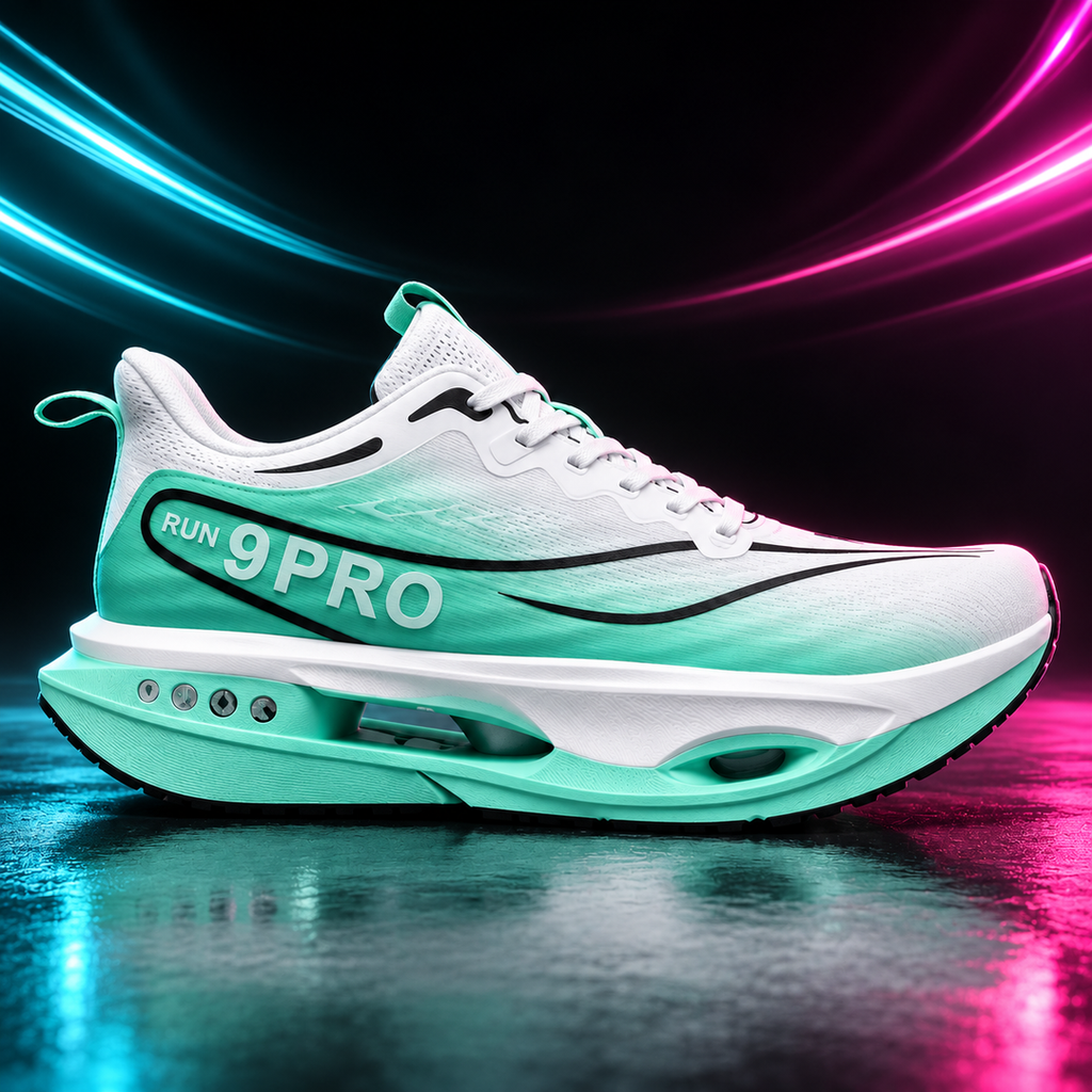 CHUNTA 9PRO in White / Mint, outer lateral campaign view