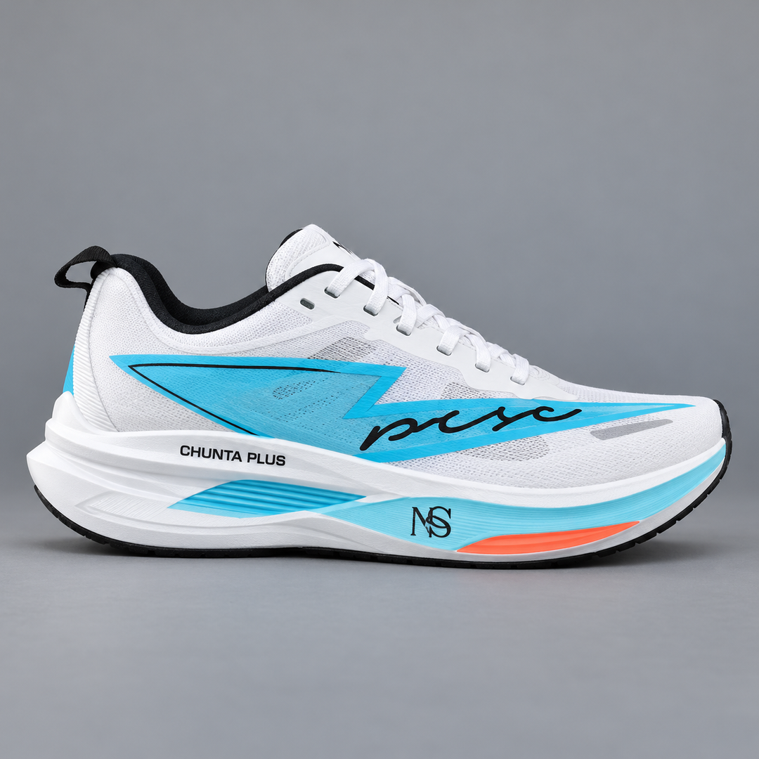 CHUNTA Pulse in White / Light Blue, outer lateral view