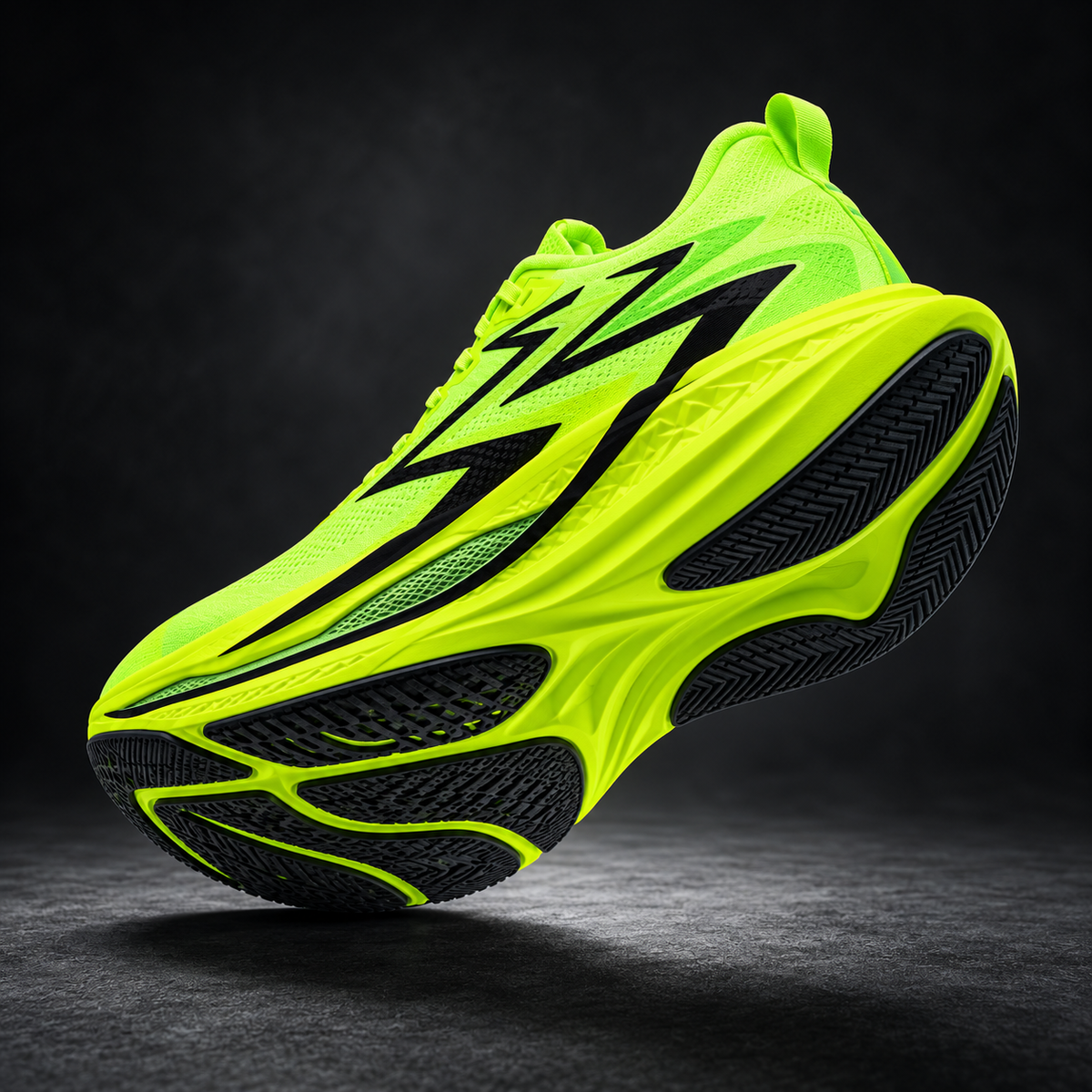 CHUNTA Strike in Neon Lime / Black, outsole view