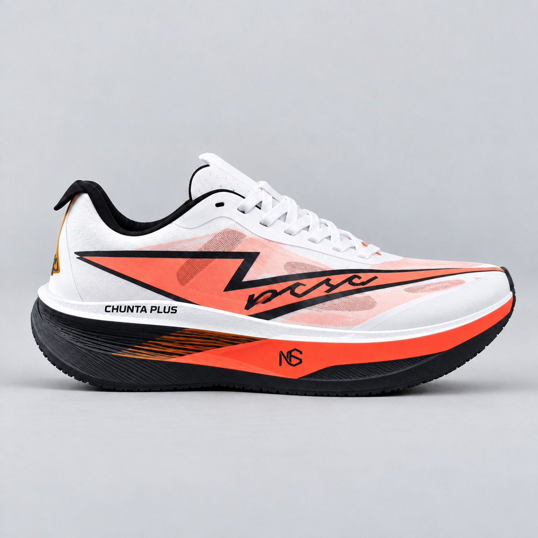 CHUNTA Pulse in White / Coral, outer lateral view