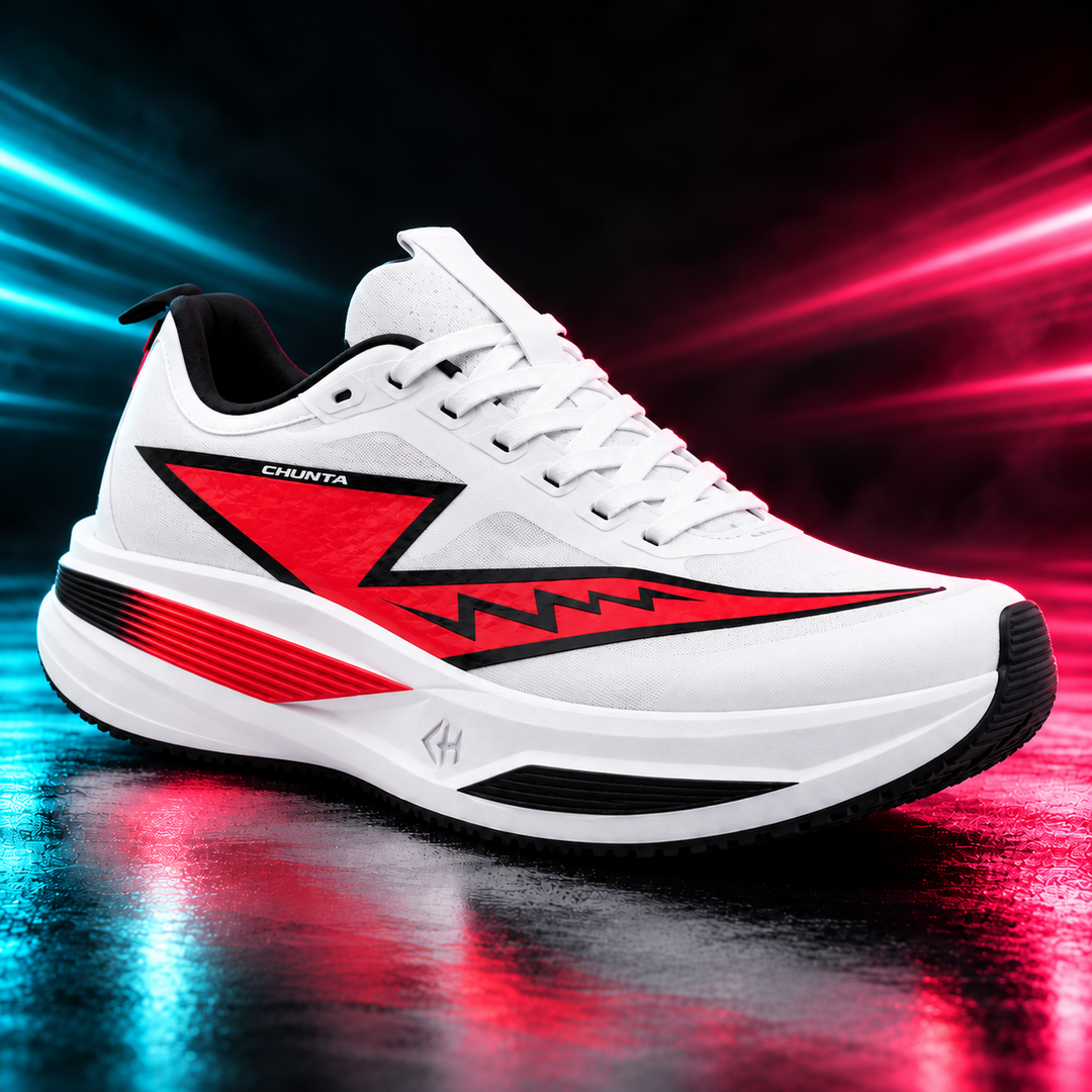 CHUNTA Pulse in White / Red, front three-quarter campaign view