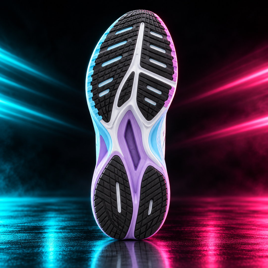 CHUNTA 9PRO in White / Lilac / Blue, outsole view
