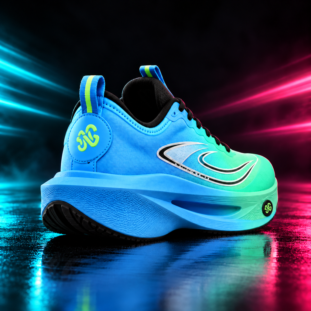 CHUNTA Orbit in Blue / Green, rear three-quarter campaign view
