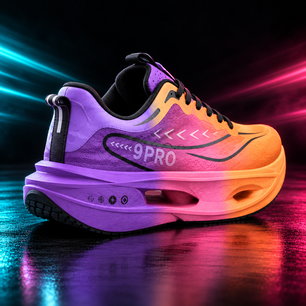 CHUNTA 9PRO in Purple / Orange, rear three-quarter campaign view