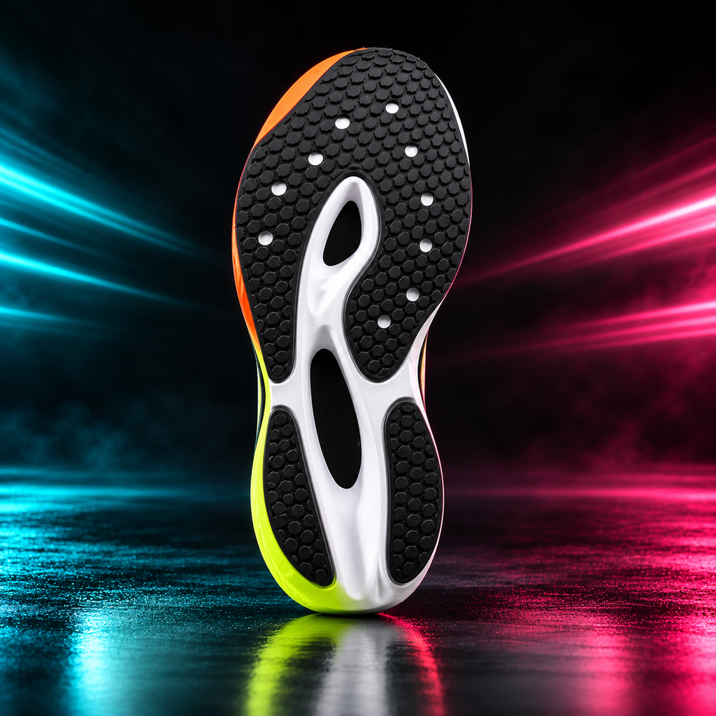 CHUNTA Strike in White / Lime / Orange, outsole view