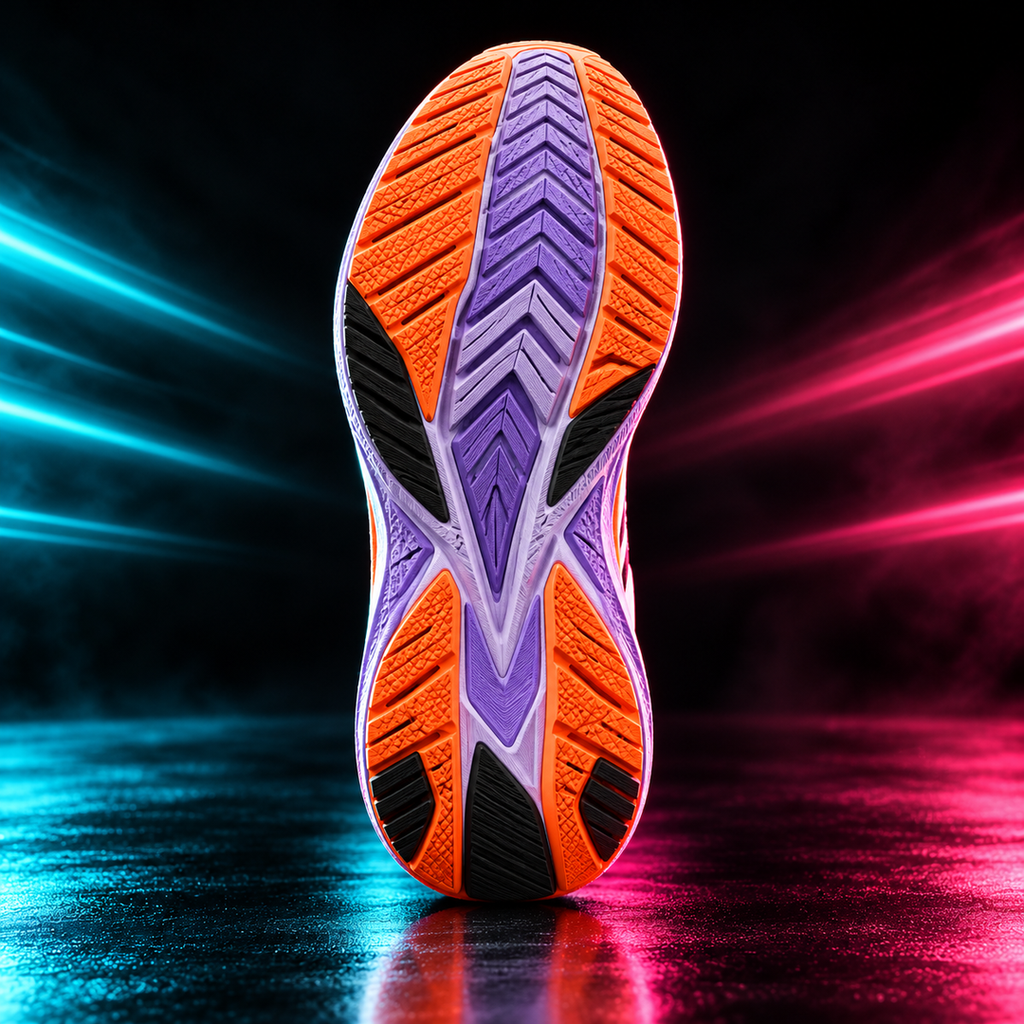 CHUNTA Strike in White / Lilac / Orange, outsole view