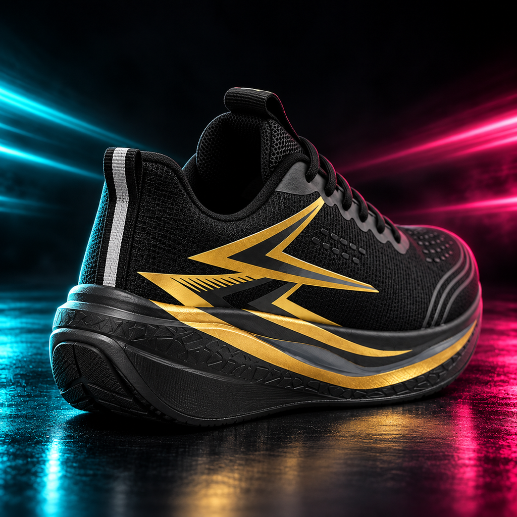 CHUNTA Strike in Black / Gold, rear three-quarter campaign view