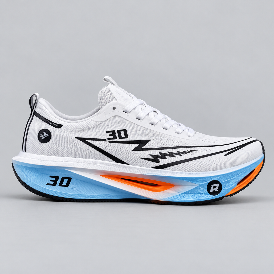 CHUNTA Tempo in White / Blue, outer lateral view