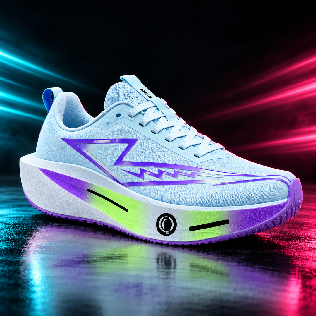 CHUNTA Vector in Light Blue / Lilac / Lime, front three-quarter campaign view