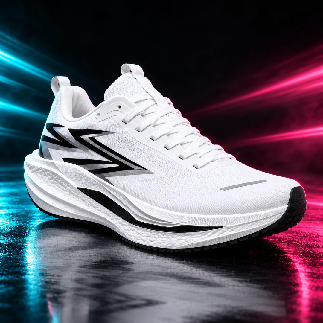 CHUNTA Strike in White / Black, front three-quarter campaign view