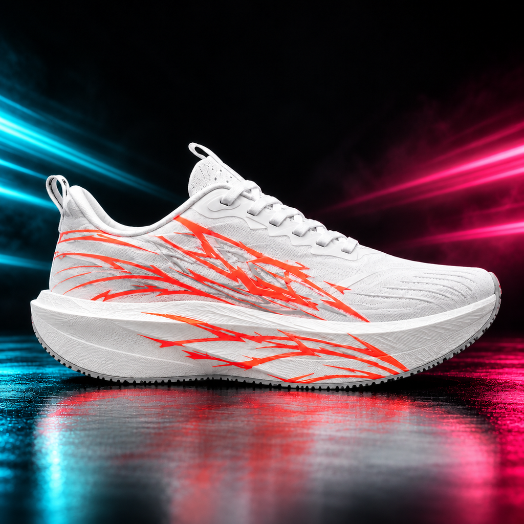 CHUNTA Flash in White / Coral, outer lateral campaign view