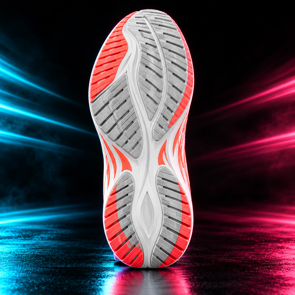 CHUNTA Flash in White / Coral, outsole view