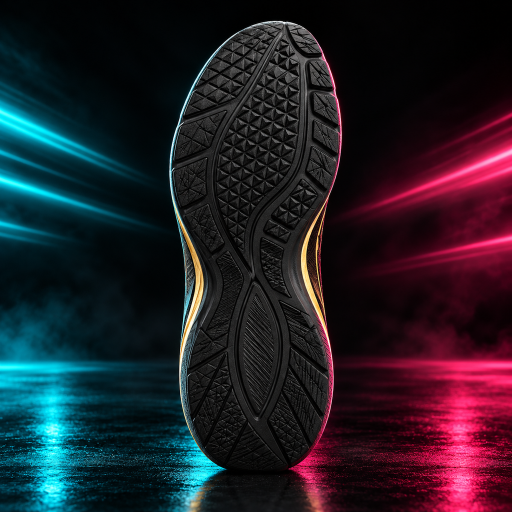 CHUNTA Strike in Black / Gold, outsole view