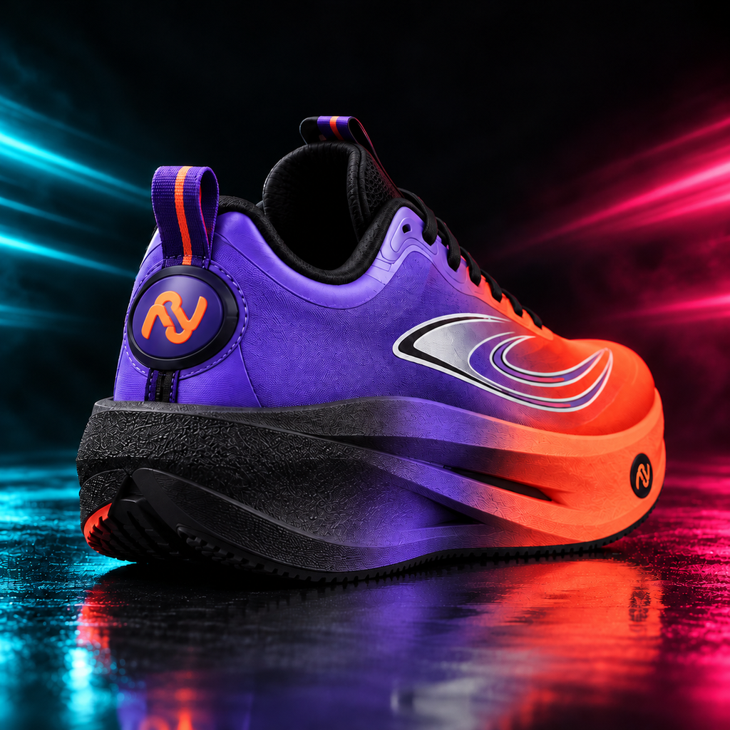 CHUNTA Orbit in Purple / Orange, rear three-quarter campaign view